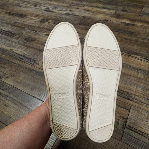 New Toms Rose Gold Crochet Glitter Classics slide size 7 NIB shlf - Picture 7 of 7